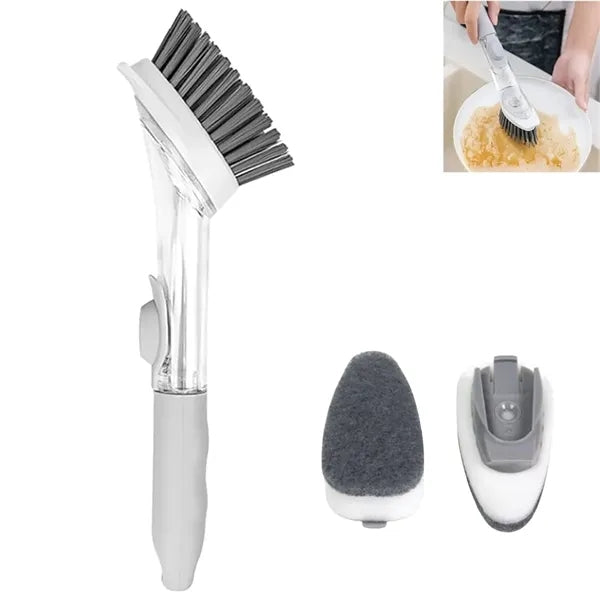 Soap Dispensing Dish Brush with Sponge Accessories