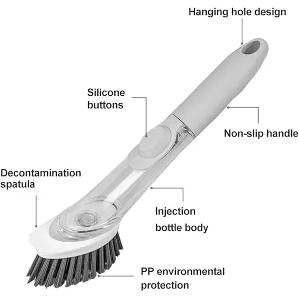 Soap Dispensing Dish Brush with Sponge Accessories