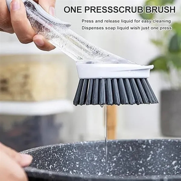 Soap Dispensing Dish Brush with Sponge Accessories