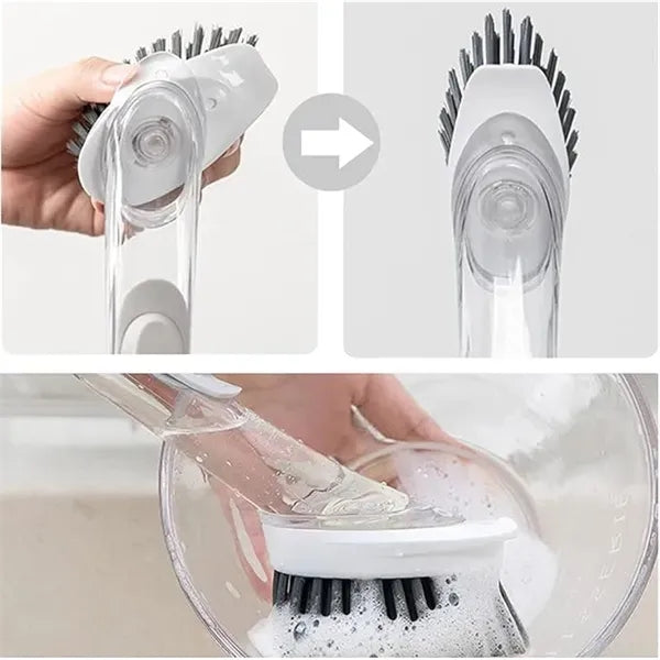 Soap Dispensing Dish Brush with Sponge Accessories