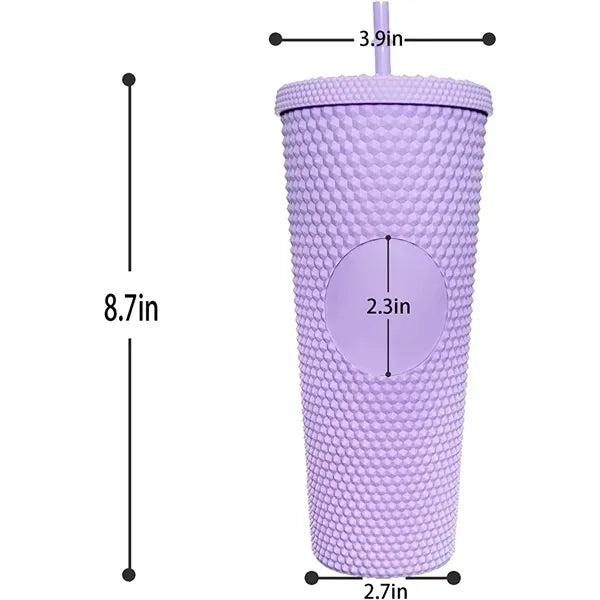 24 OZ Chic Studded Cup Insulated Tumbler With Lid and Straw