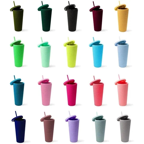 24 OZ Chic Studded Cup Insulated Tumbler With Lid and Straw