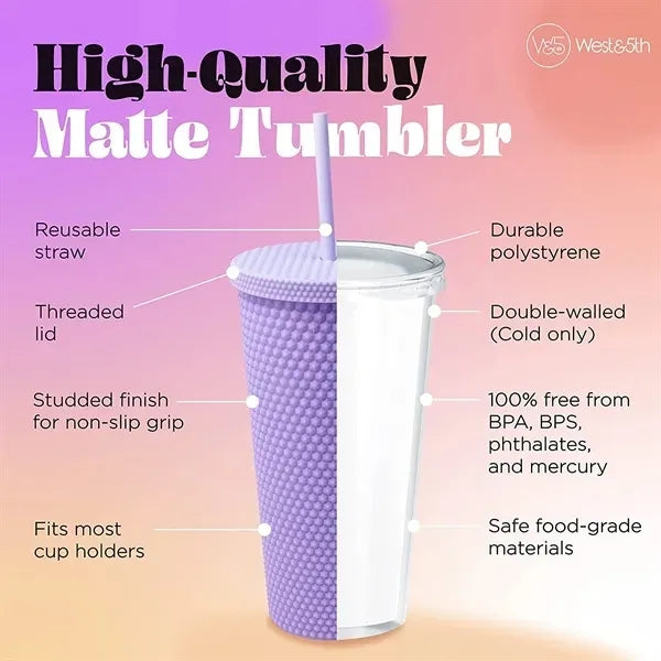 24 OZ Chic Studded Cup Insulated Tumbler With Lid and Straw