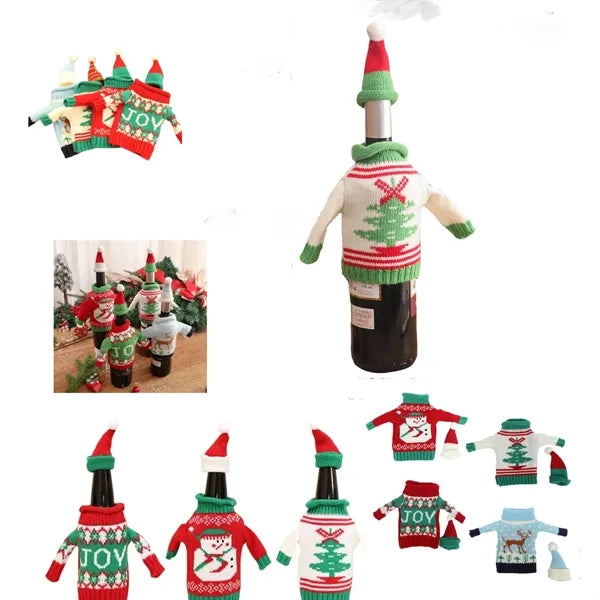 Christmas Wine Bottle Sweater Cover