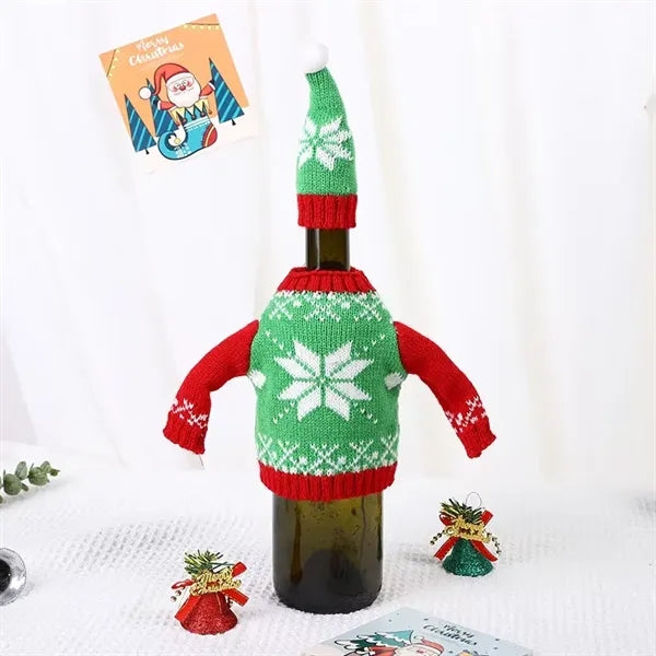 Christmas Wine Bottle Sweater Cover