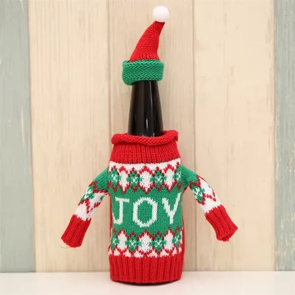 Christmas Wine Bottle Sweater Cover