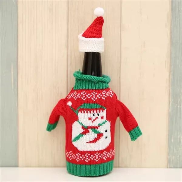 Christmas Wine Bottle Sweater Cover