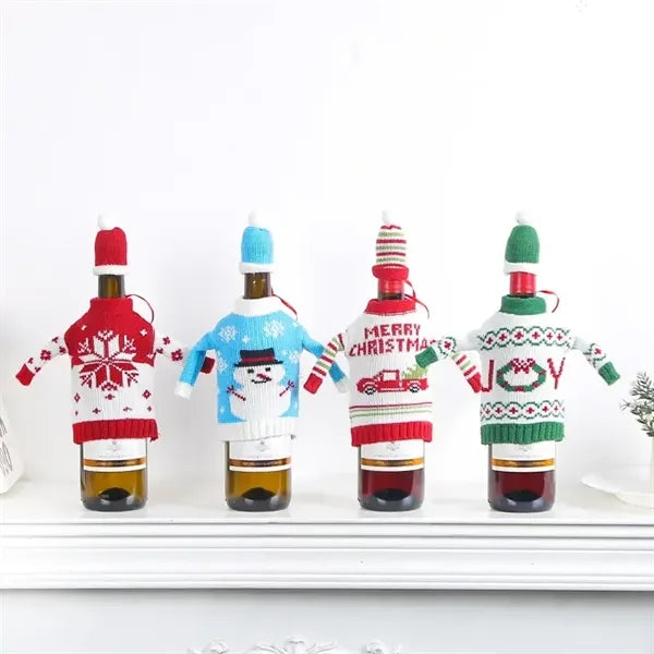 Christmas Wine Bottle Sweater Cover