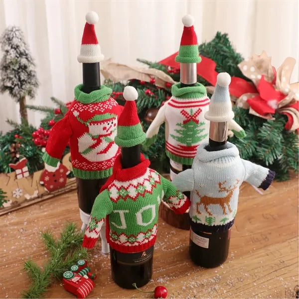 Christmas Wine Bottle Sweater Cover