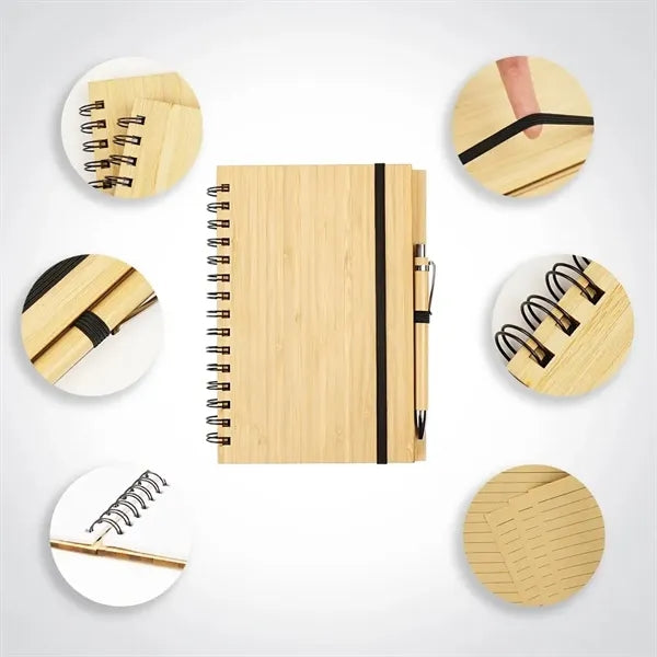 Office Supplies Spiral Binding Journal Bamboo Notebook