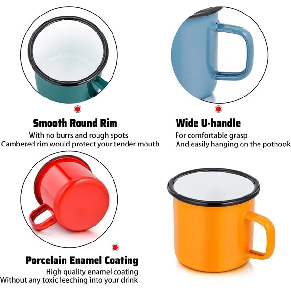 12oz Durable Enamel Coffee Mug Outdoor Camping Drinking Cup