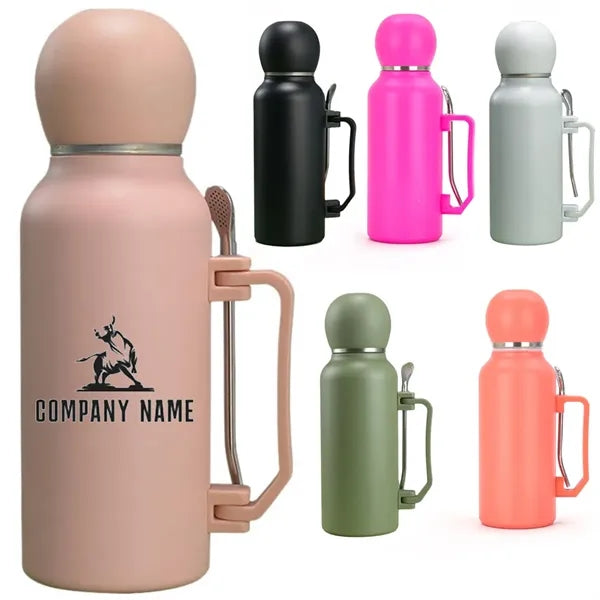 Stainless steel water bottle with spoon
