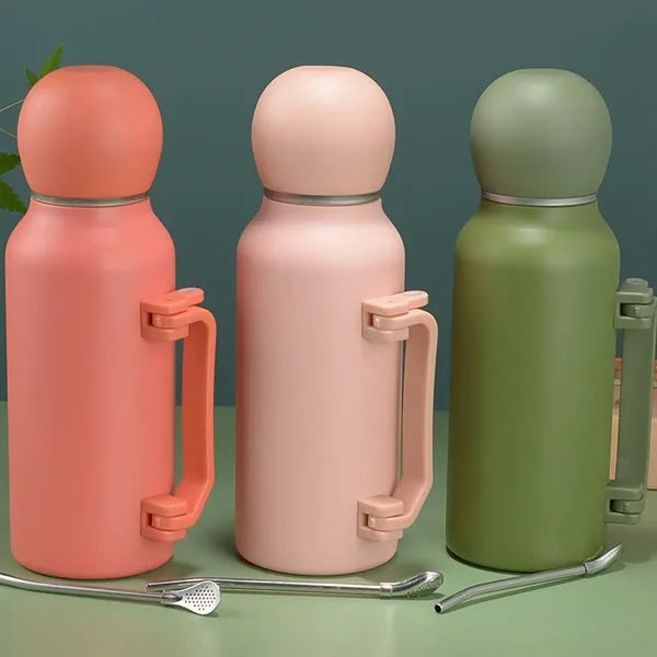 Stainless steel water bottle with spoon