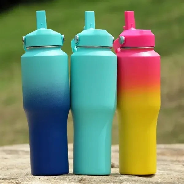32oz Insulated Stainless Steel Water Bottle w/ Handle Straw