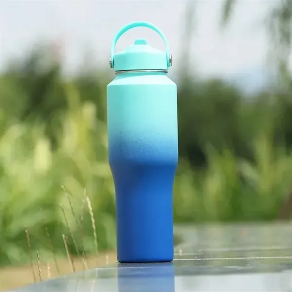32oz Insulated Stainless Steel Water Bottle w/ Handle Straw