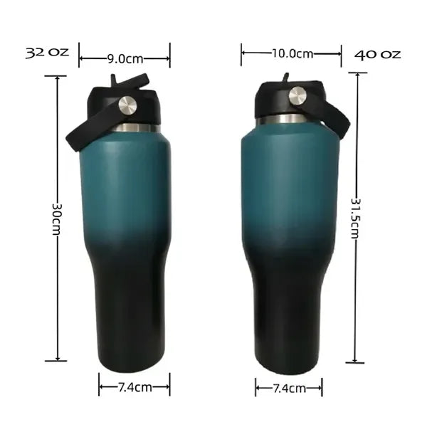 32oz Insulated Stainless Steel Water Bottle w/ Handle Straw