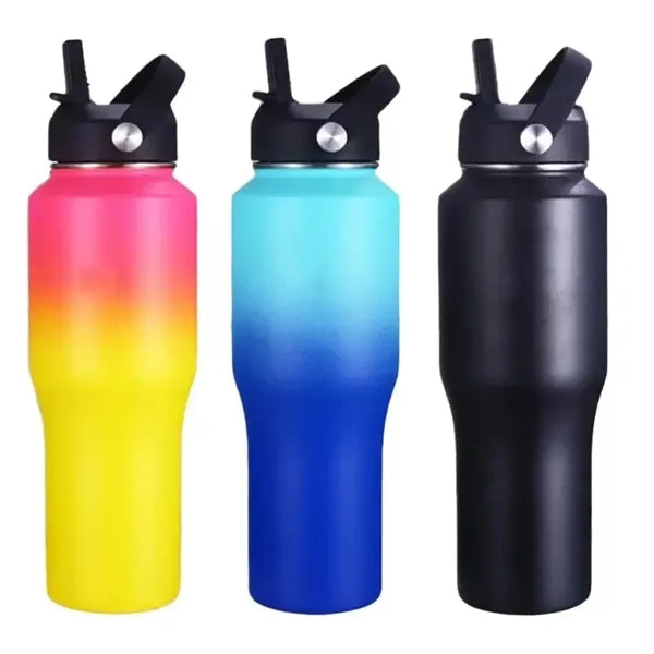 32oz Insulated Stainless Steel Water Bottle w/ Handle Straw