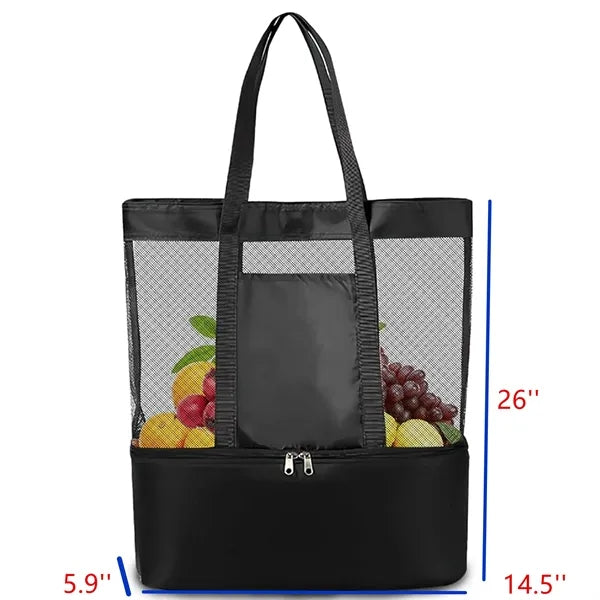 Foldable Mesh Beach Tote Bag with Cooler