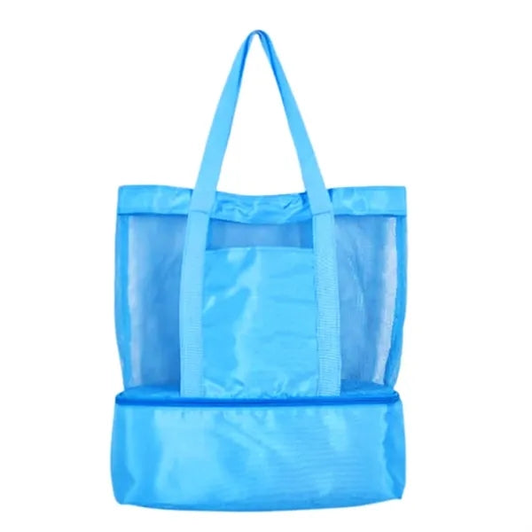 Foldable Mesh Beach Tote Bag with Cooler