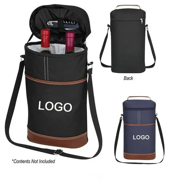 2-Bottle Wine Carrier Insulated Leakproof Cooler Tote Bag