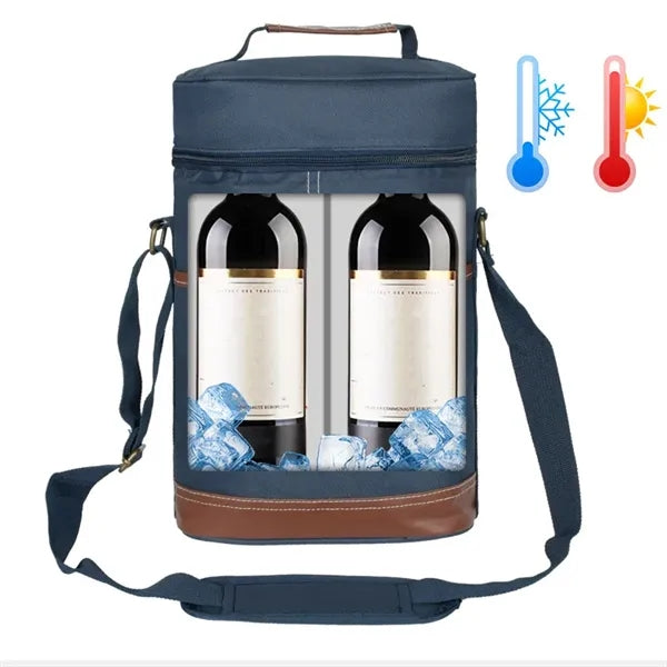 2-Bottle Wine Carrier Insulated Leakproof Cooler Tote Bag