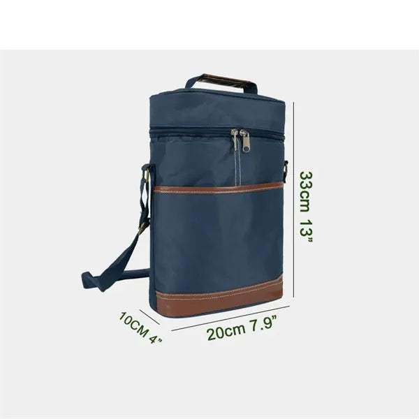 2-Bottle Wine Carrier Insulated Leakproof Cooler Tote Bag