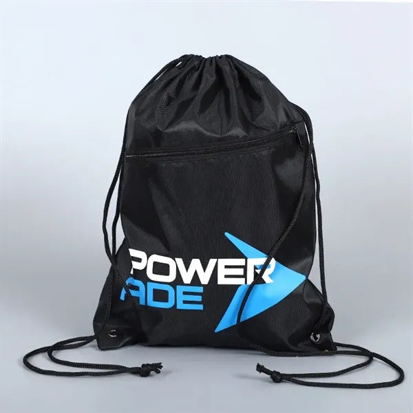 Drawstring Backpack Tote Bag with Zippered Pocket