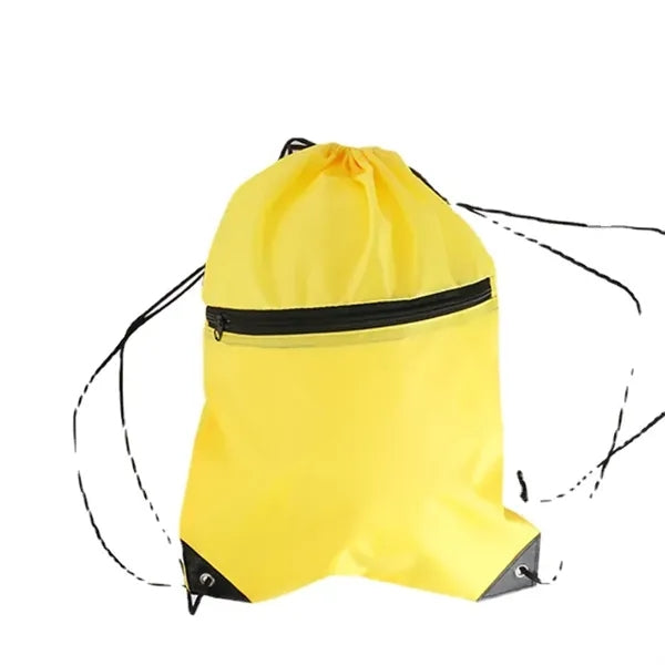 Drawstring Backpack Tote Bag with Zippered Pocket