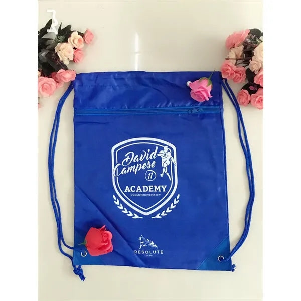 Drawstring Backpack Tote Bag with Zippered Pocket
