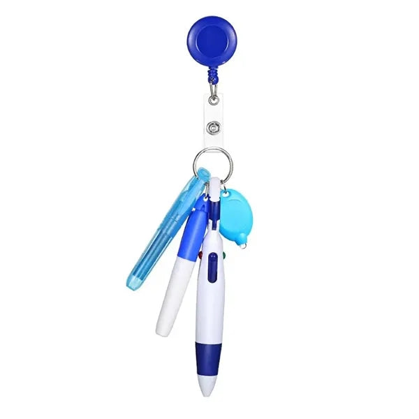 Nurse Badge Reel Pen Set w/ Highlighter Keychain Flashlight