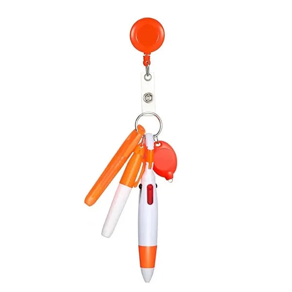 Nurse Badge Reel Pen Set w/ Highlighter Keychain Flashlight