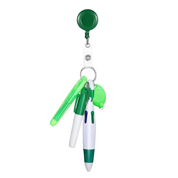 Nurse Badge Reel Pen Set w/ Highlighter Keychain Flashlight