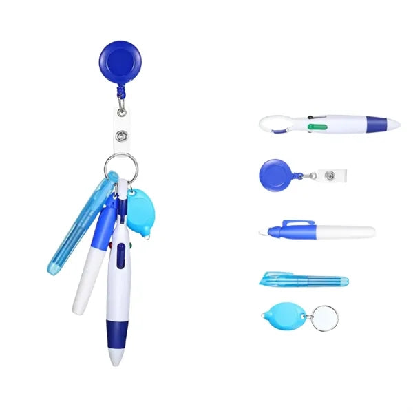Nurse Badge Reel Pen Set w/ Highlighter Keychain Flashlight