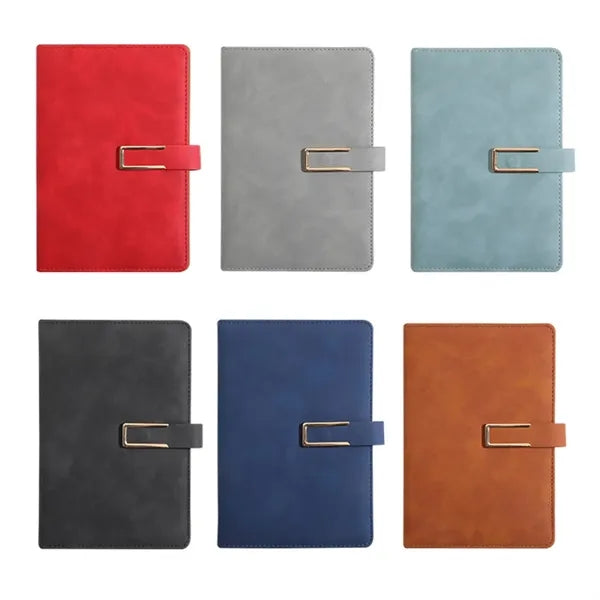 A5 PU Leather Lined Hardcover Notebook w/Magnetic Buckle