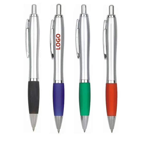 ABS Retractable Ballpoint Pens w/Rubber Grip Section