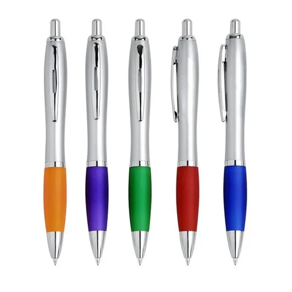 ABS Retractable Ballpoint Pens w/Rubber Grip Section