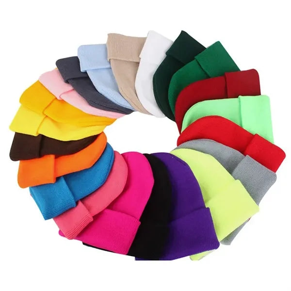 Winter Unisex Acrylic Beanies Knitted Cuffed Hats