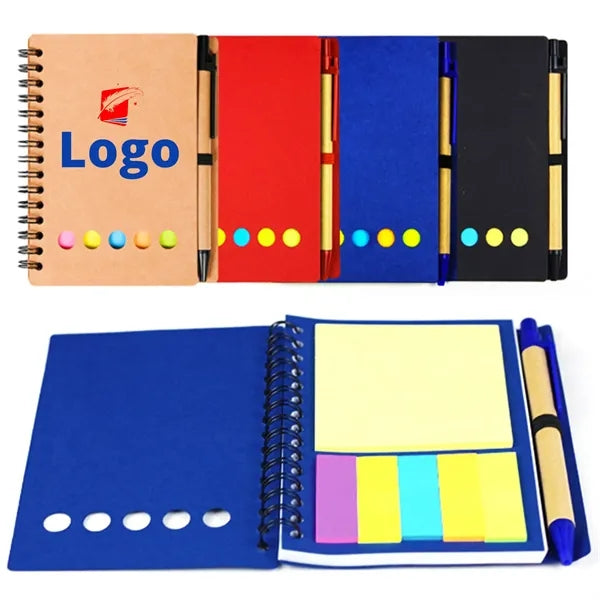 Spiral Notepad with Pen And Sticky Page Markers