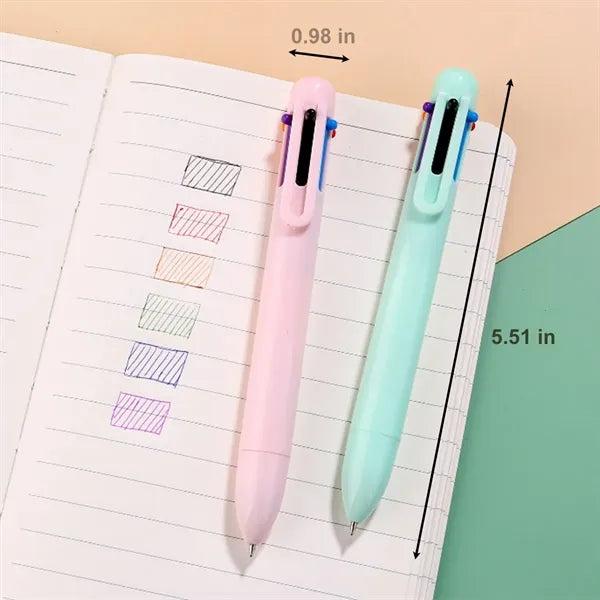 Retractable 6 In 1 Multicolor Ballpoint Pens