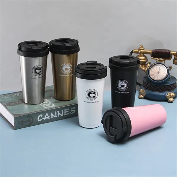 500ml Insulated Coffee Cups with Sip Lid and Handle