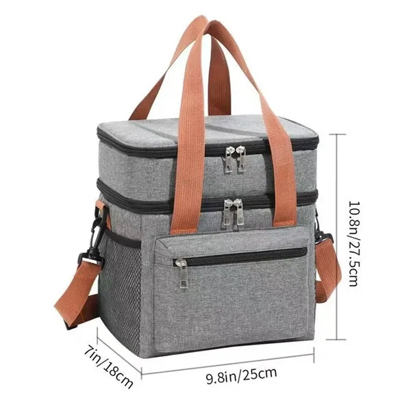 Portable Insulated Lunch Bag With Shoulder Strap