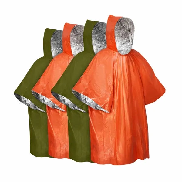 Windproof Emergency Raincoat Poncho with Blanket