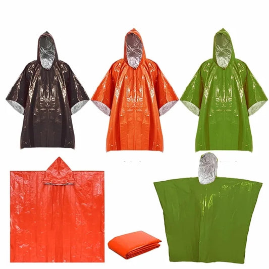 Windproof Emergency Raincoat Poncho with Blanket