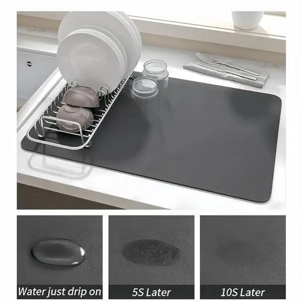 Kitchen Counter Dish Drying Mat Nonslip Rubber Drain Pad