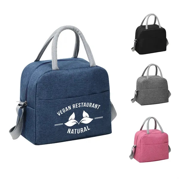 10-Can Heathered Oxford Lunch Cooler with Handles and Strap