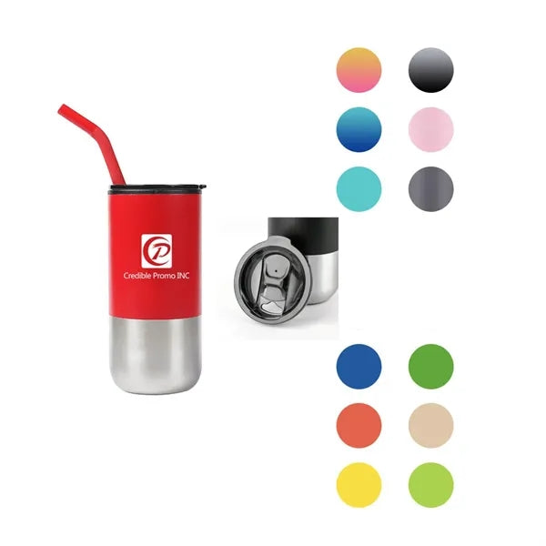 16 oz Portable Insulated Tumbler Mug with Straw