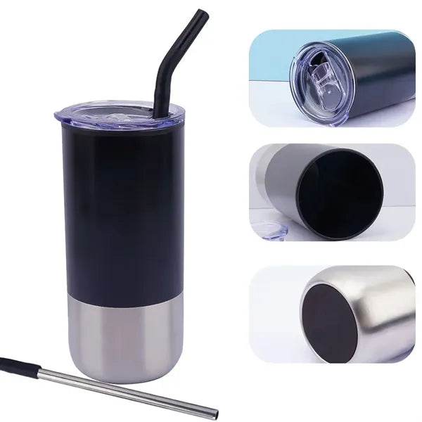 16 oz Portable Insulated Tumbler Mug with Straw