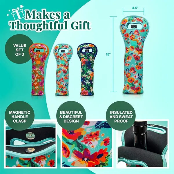 Insulated Neoprene Wine Bottle Carrier Bag