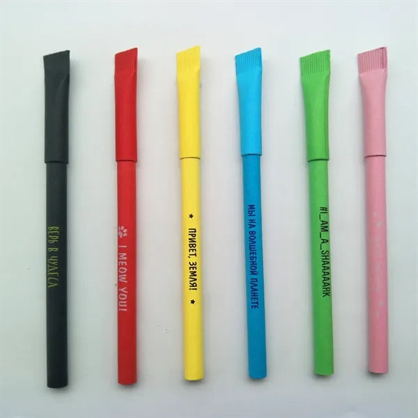 Eco-Friendly Kraft Paper Ballpoint Cap Hotel Pens