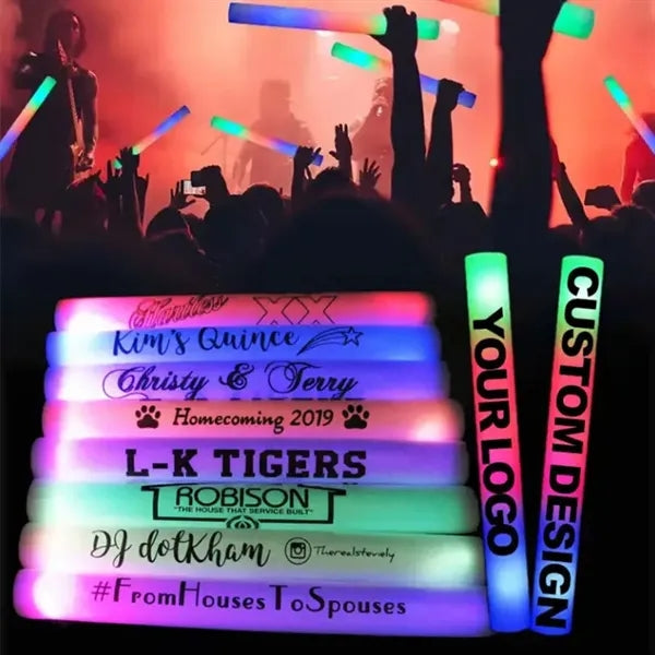 Imprinted Multi Color 16" Foam LED Light Up Stick